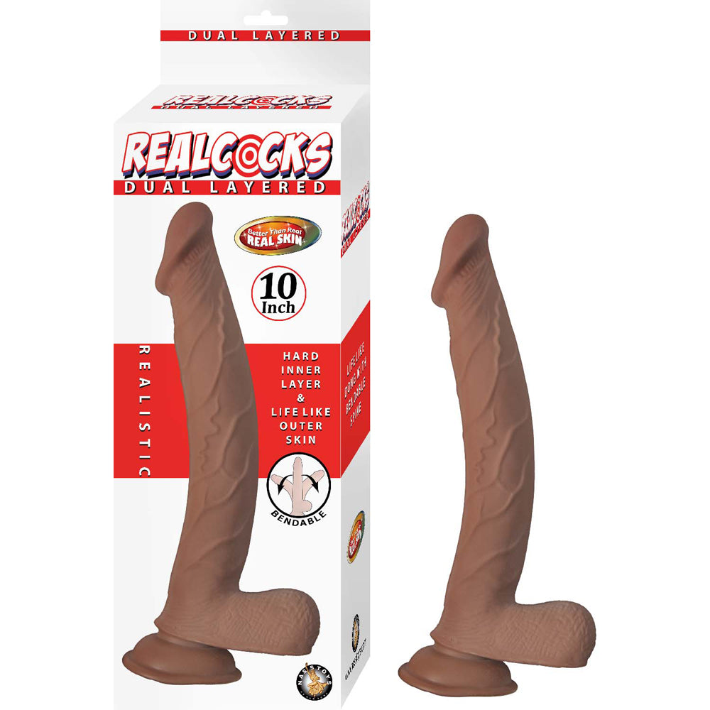 RealPenis Dual Layered 10'' Brown | 782631309324 | Discreet Personal Wellness