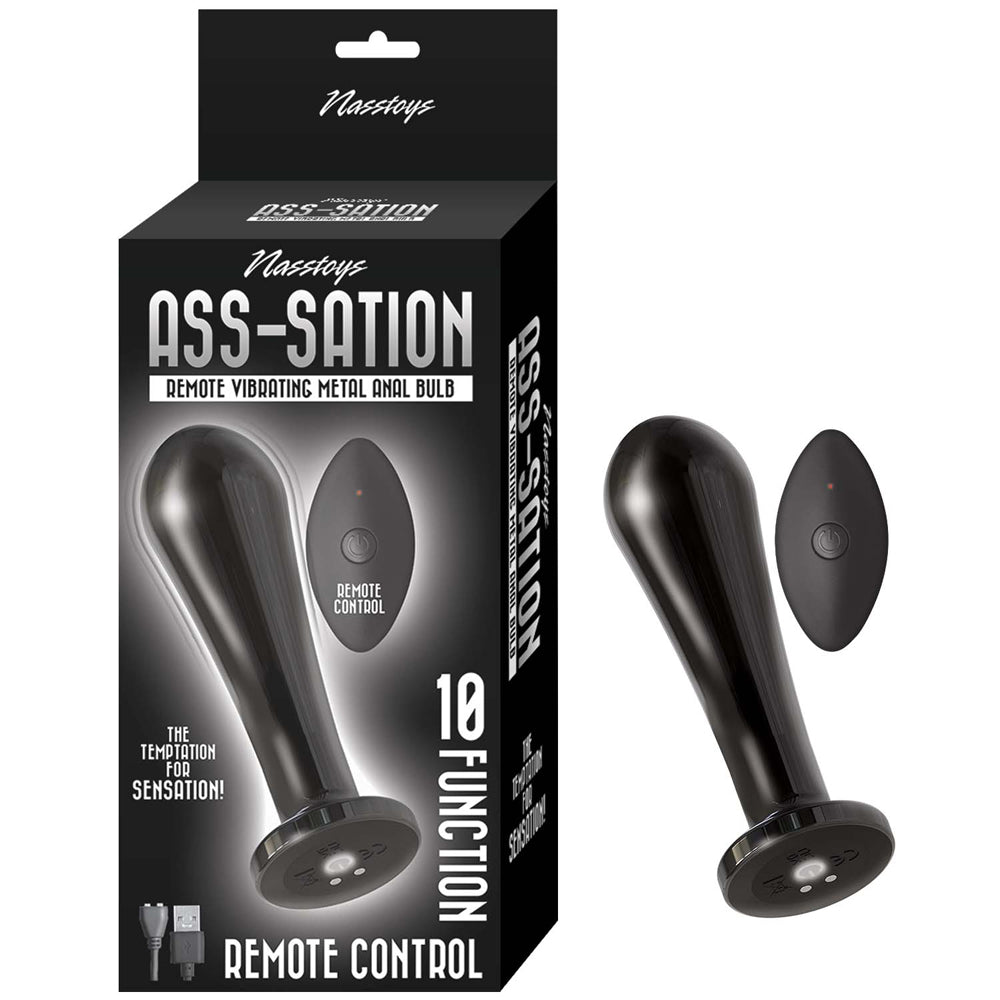 Ass-Sation Remote Vibrating Metal Anal Bulb Black | 782631311723 | Discreet Personal Wellness