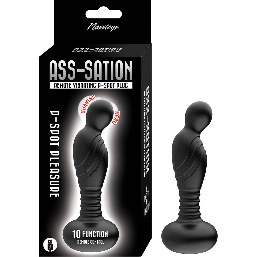 Ass-Sation Remote Vibrating P Spot Plug Black | 782631313703 | Discreet Personal Wellness