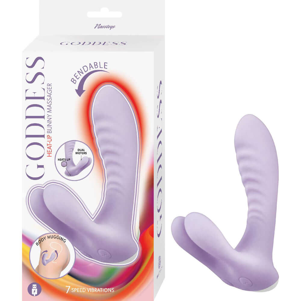 Goddess Heat Up Bunny Massager Lavender | 782631317404 | Discreet Personal Wellness