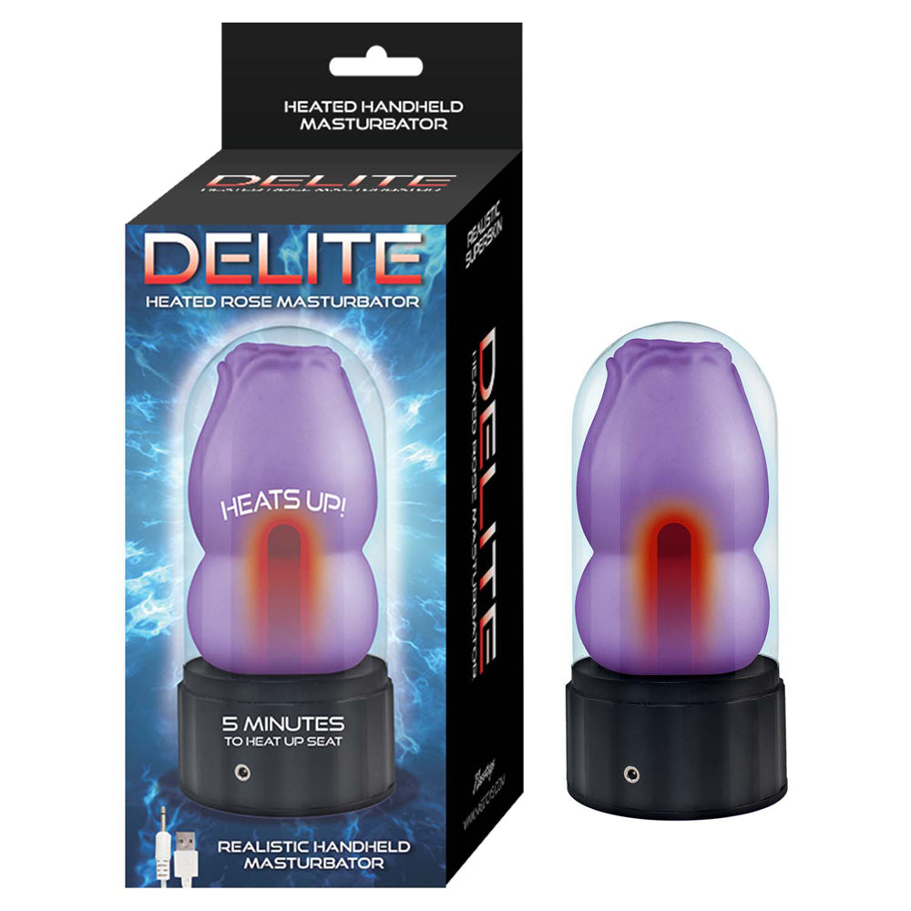 Delite Heated Rose Masturbator Purple | 782631320022 | Discreet Personal Wellness