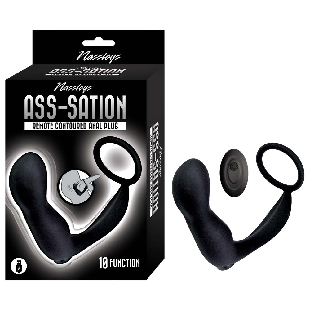 Ass-Sation Remote Contoured Anal Plug Black | 782631322002 | Discreet Personal Wellness
