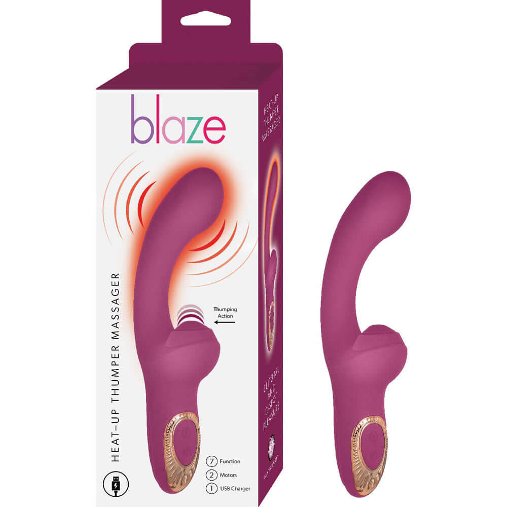 Blaze Heat-Up Thumper Massager Eggplant | 782631322316 | Discreet Personal Wellness