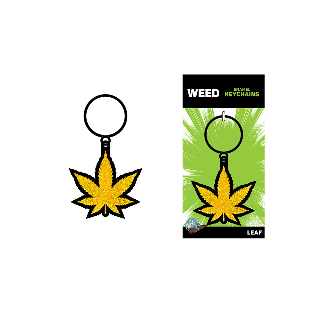 Gold Glitter Leaf Keychain | 785571086843 | Discreet Personal Wellness