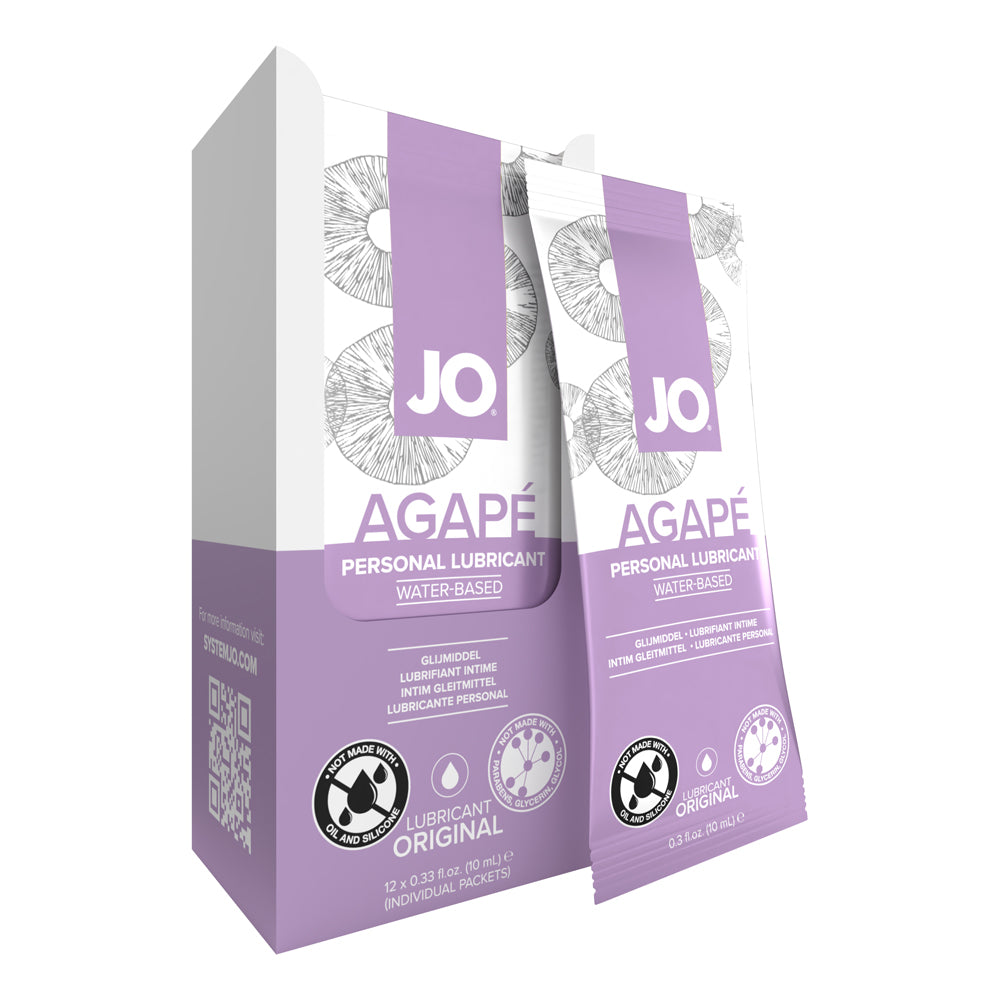 Jo H2O Foil Display Box Agape Lubricant 0.34 oz. 12Ct | 796494406939 | Discreet Personal Wellness