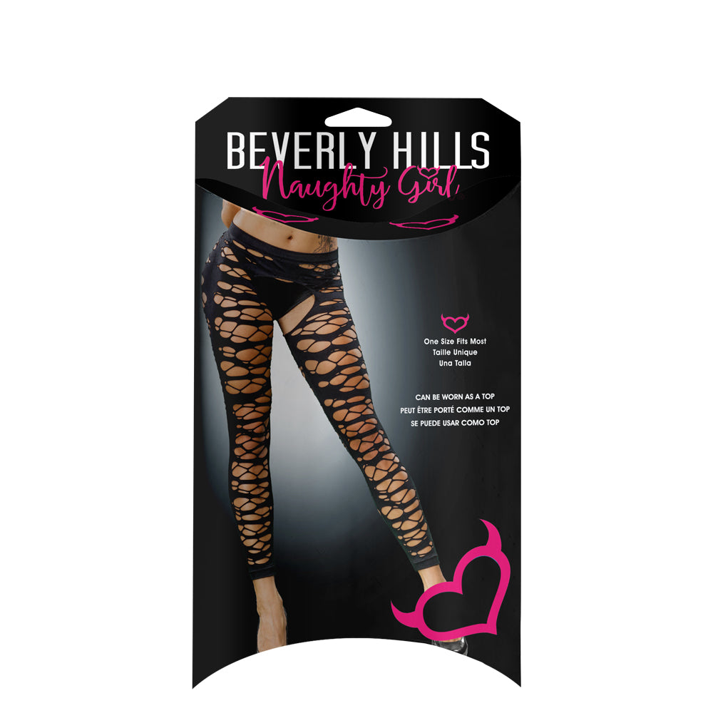 Ladies Sheer Sexy Full Mesh Design Crotchless And Buttless Leggings Black | 809565038240 | Discreet Personal Wellness