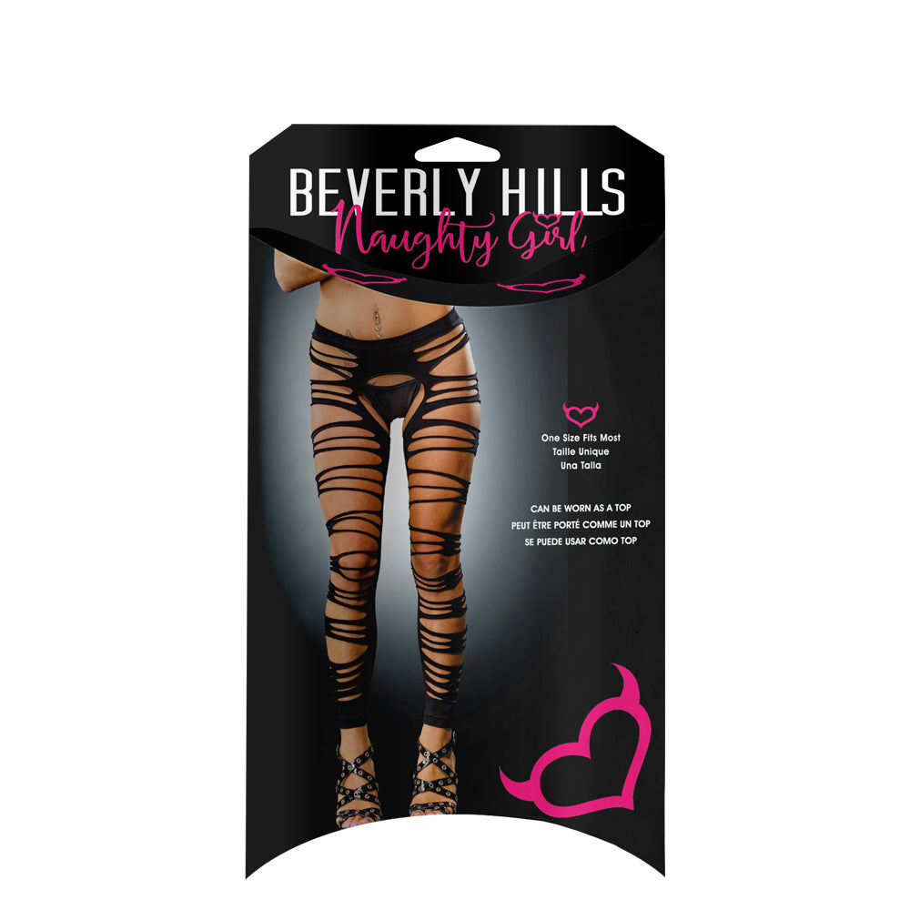 Ladies Erotic Sexy Side Straps Crotchless And Buttless Leggings Black | 809565038264 | Discreet Personal Wellness