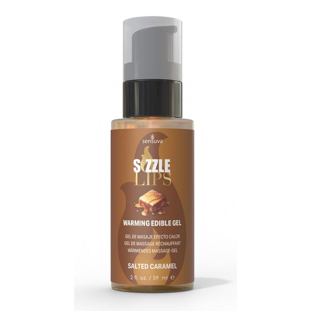 Sizzle Lips Warming Gel Salted Caramel 2 oz. Bottle | 810002664175 | Discreet Personal Wellness