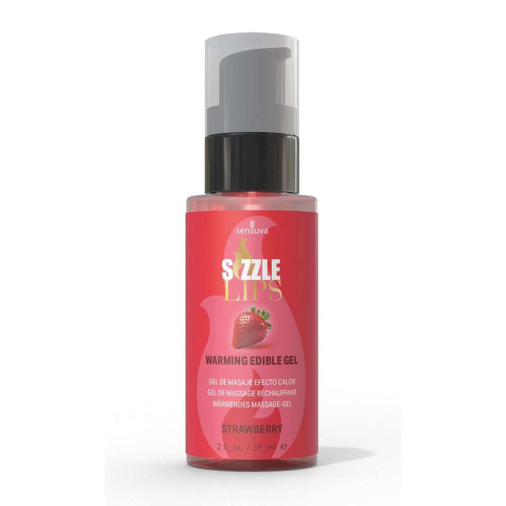 Sizzle Lips Warming Gel Strawberry 2 oz. Bottle | 810002664182 | Discreet Personal Wellness