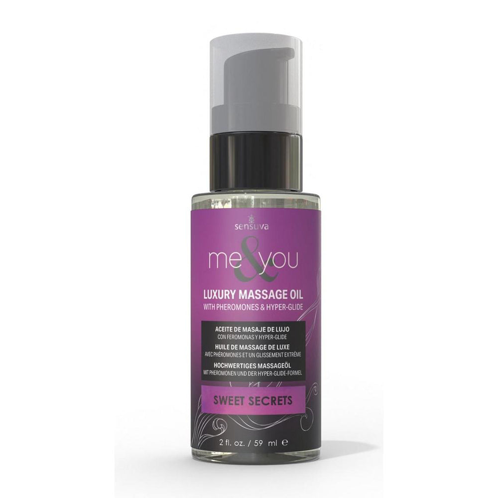 Me & You Massage Oil Sweet Secrets 2 oz. Bottle | 810002664410 | Discreet Personal Wellness