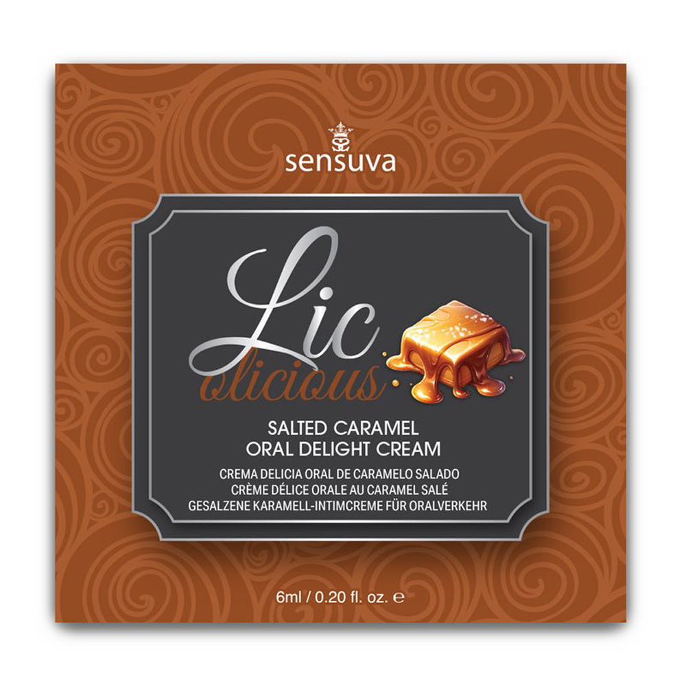 Lic-O-Licious Oral Delight Cream Salted Caramel 6 ml. Single-Use Packet | 810002664663 | Discreet Personal Wellness