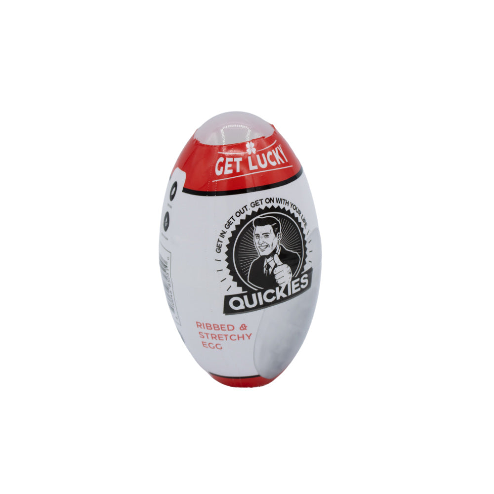 Get Lucky Quickies Ribbed And Stretchy Egg Male Masturbator W/Sleeve | 810046850510 | Discreet Personal Wellness
