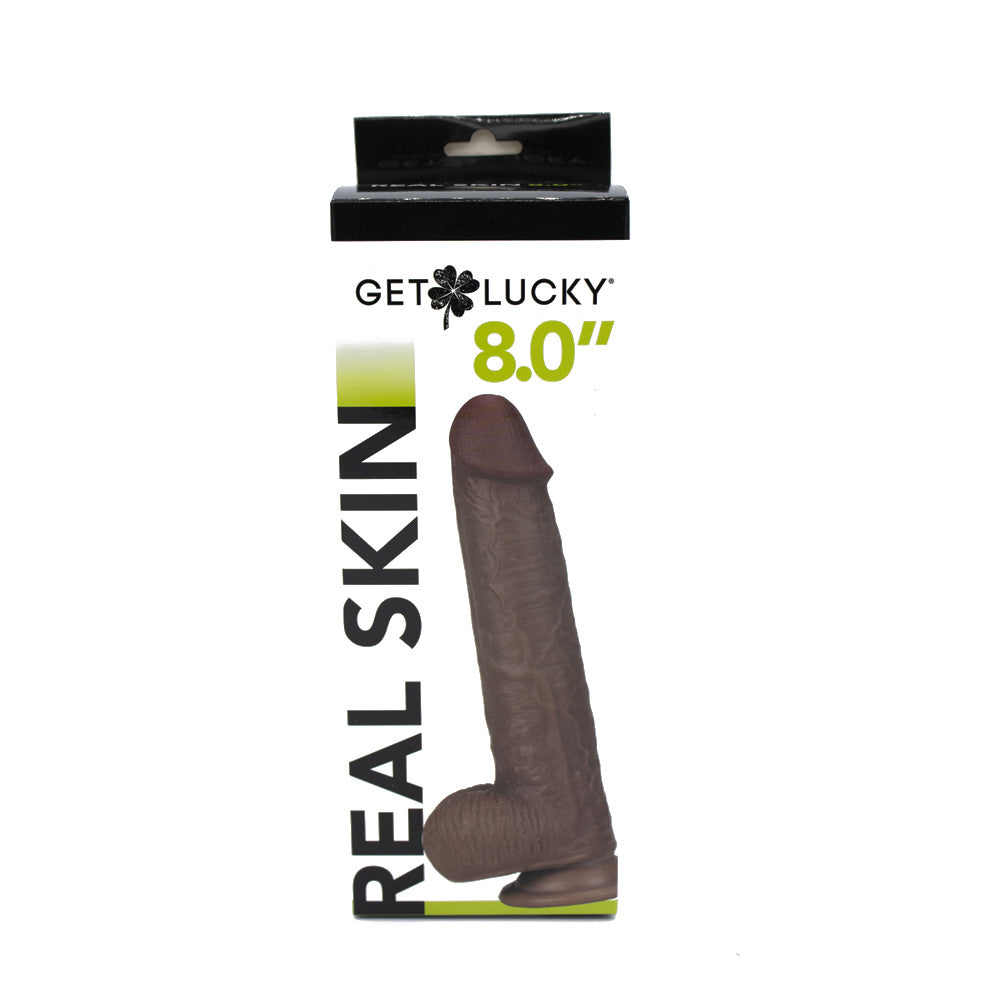 Get Lucky 8" Dual Layer Penis Light Brown | 810046850664 | Discreet Personal Wellness