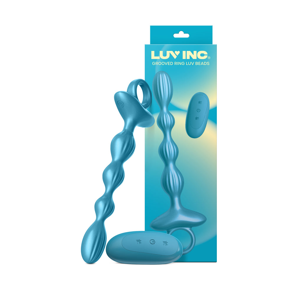 Gr41: Grooved Ring Luv Beads Metallic Blue | 810119283641 | Discreet Personal Wellness