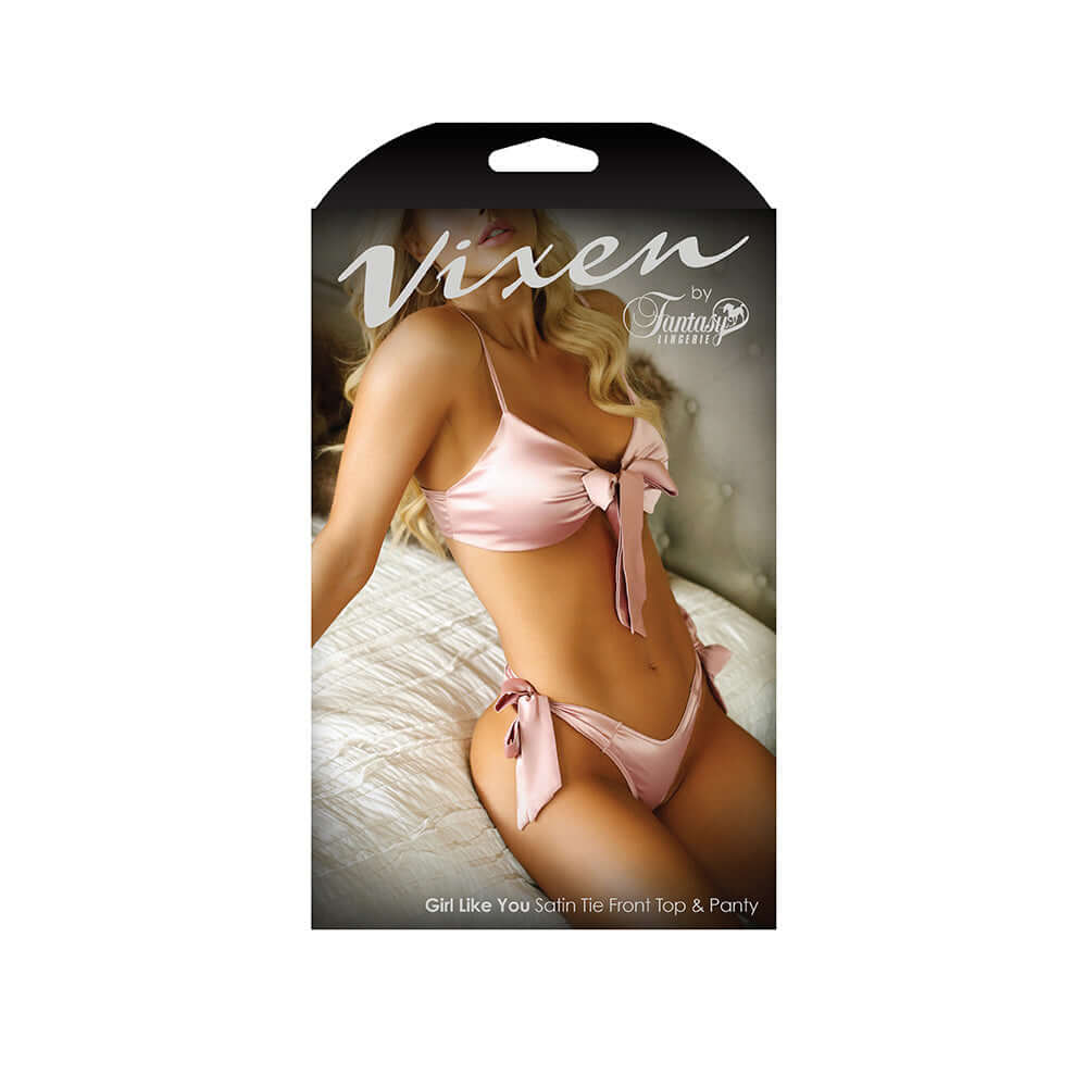 Girl Like You Satin Tie Front Top & Panty - L/XL Boxed | 811432019870 | Discreet Personal Wellness