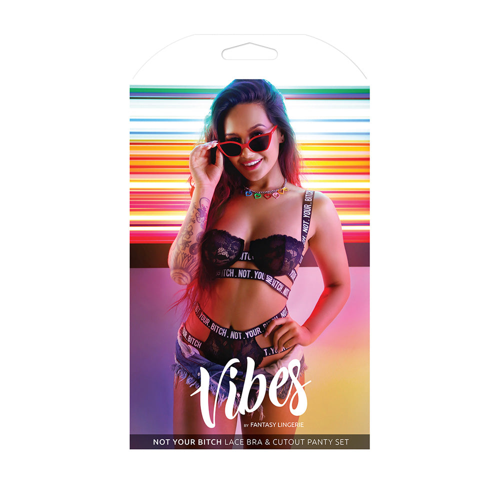 Not Your Bitch Lace Bra & Cutout Panty Set - M/L Boxed | 811432028889 | Discreet Personal Wellness