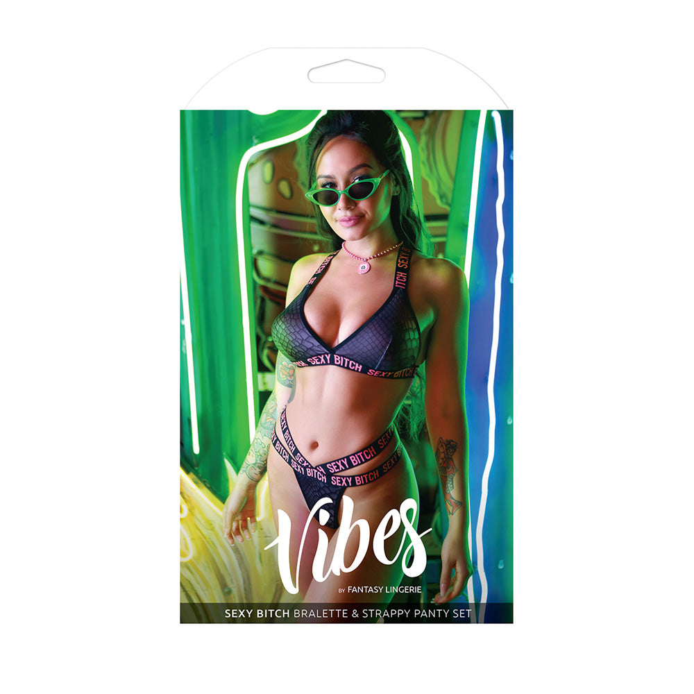 Sexy Bitch Bralette & Strappy Panty Set - L/XL Boxed | 811432029190 | Discreet Personal Wellness