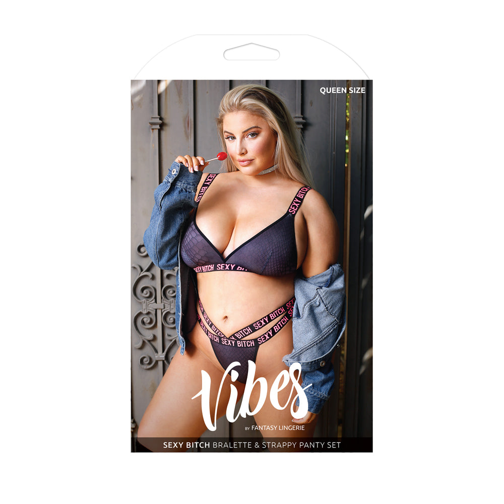 Sexy Bitch Bralette & Strappy Panty Set Queen Size | 811432029862 | Discreet Personal Wellness
