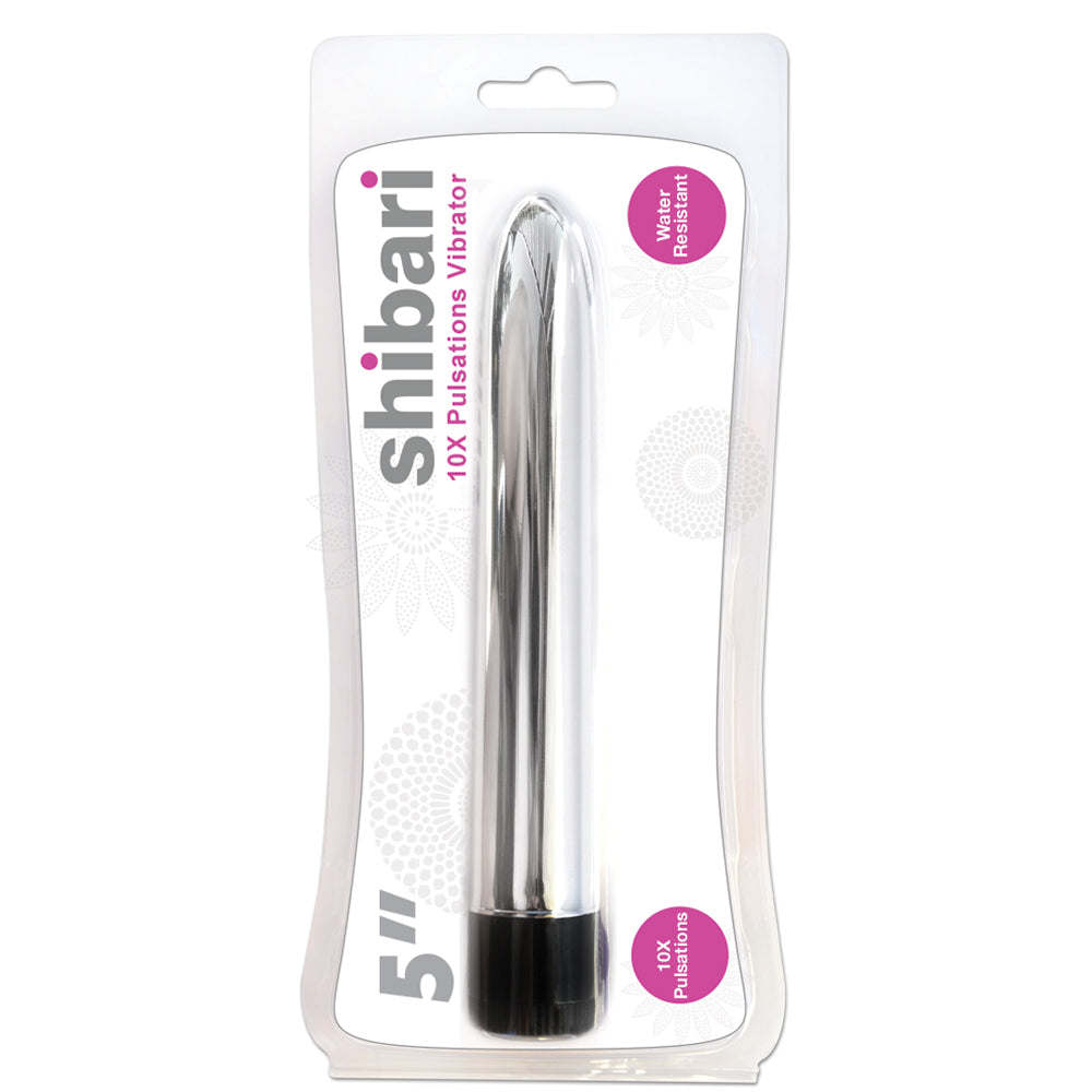 Shibari 5&Quot; 10X Pulsations Vibrator Silver | 812024031584 | Discreet Personal Wellness