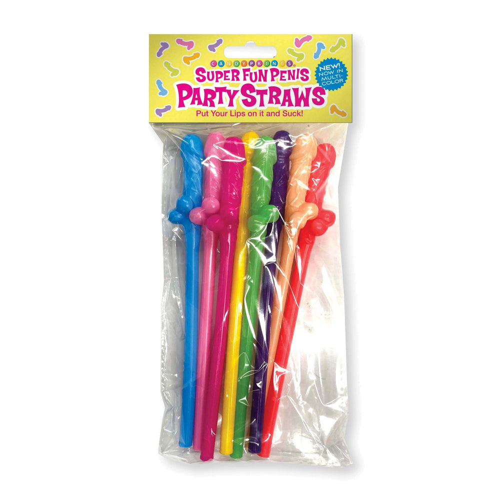 Super Fun Penis Multicolor Straws 8 Pack | 817717011119 | Discreet Personal Wellness