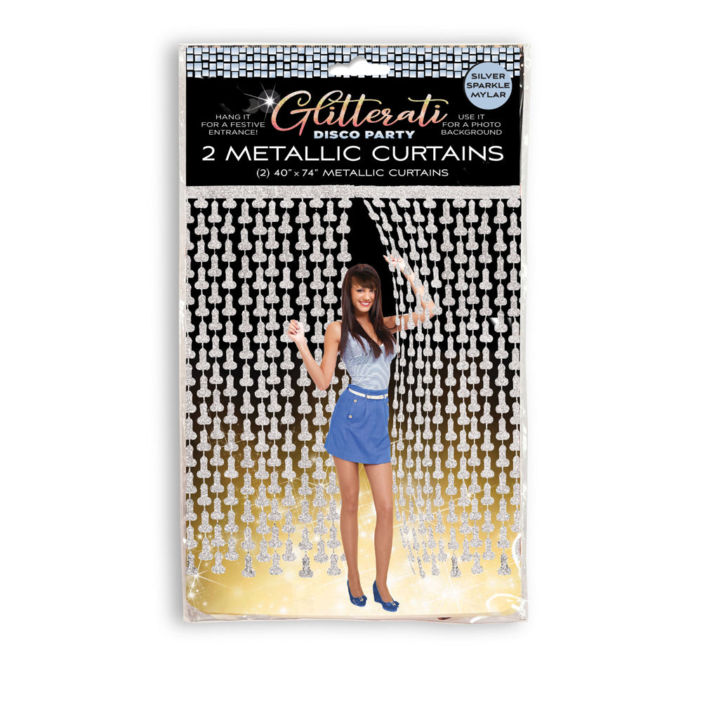 Glitterati Disco Penis Foil Curtains 2/6ft Pcs | 817717011454 | Discreet Personal Wellness