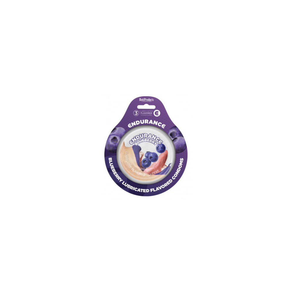 Endurance Flavored Condoms Blueberry 3Pk | 818631020973 | Discreet Personal Wellness