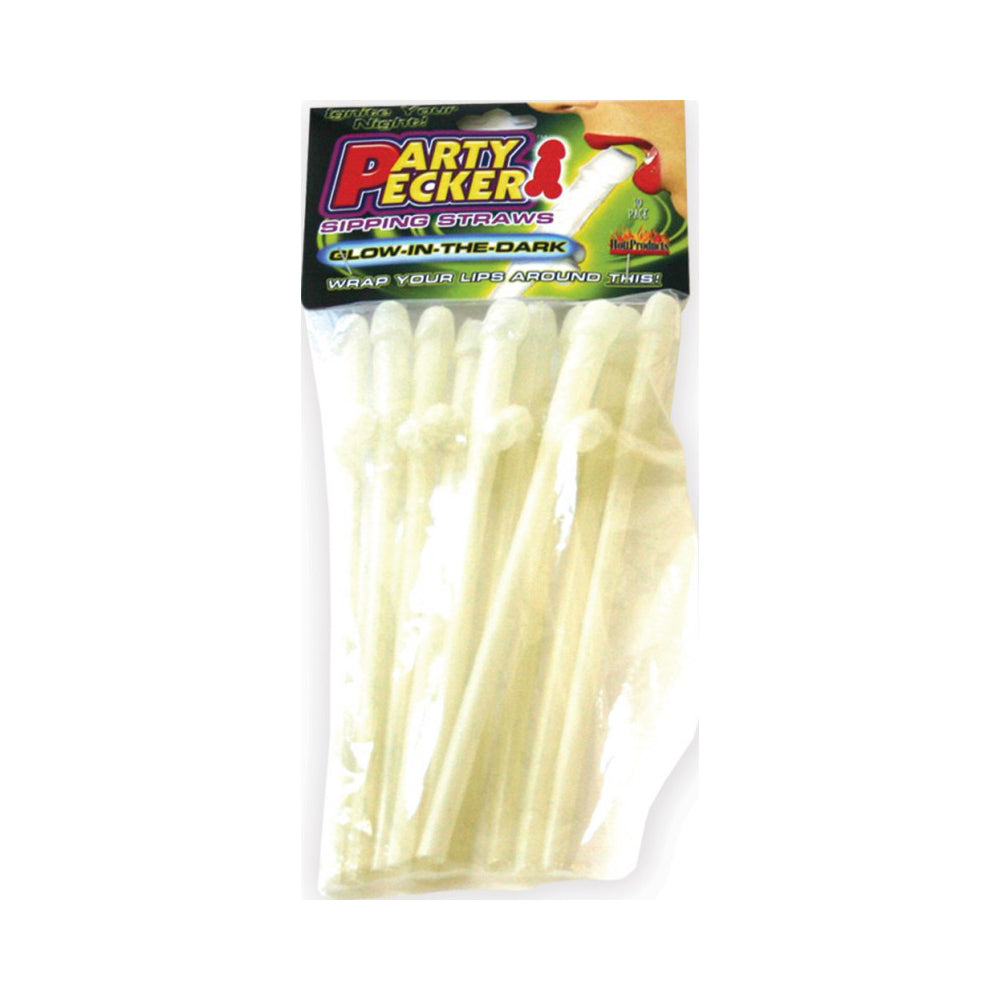 Party Pecker Glow Straws (10pc) | 818631021024 | Discreet Personal Wellness