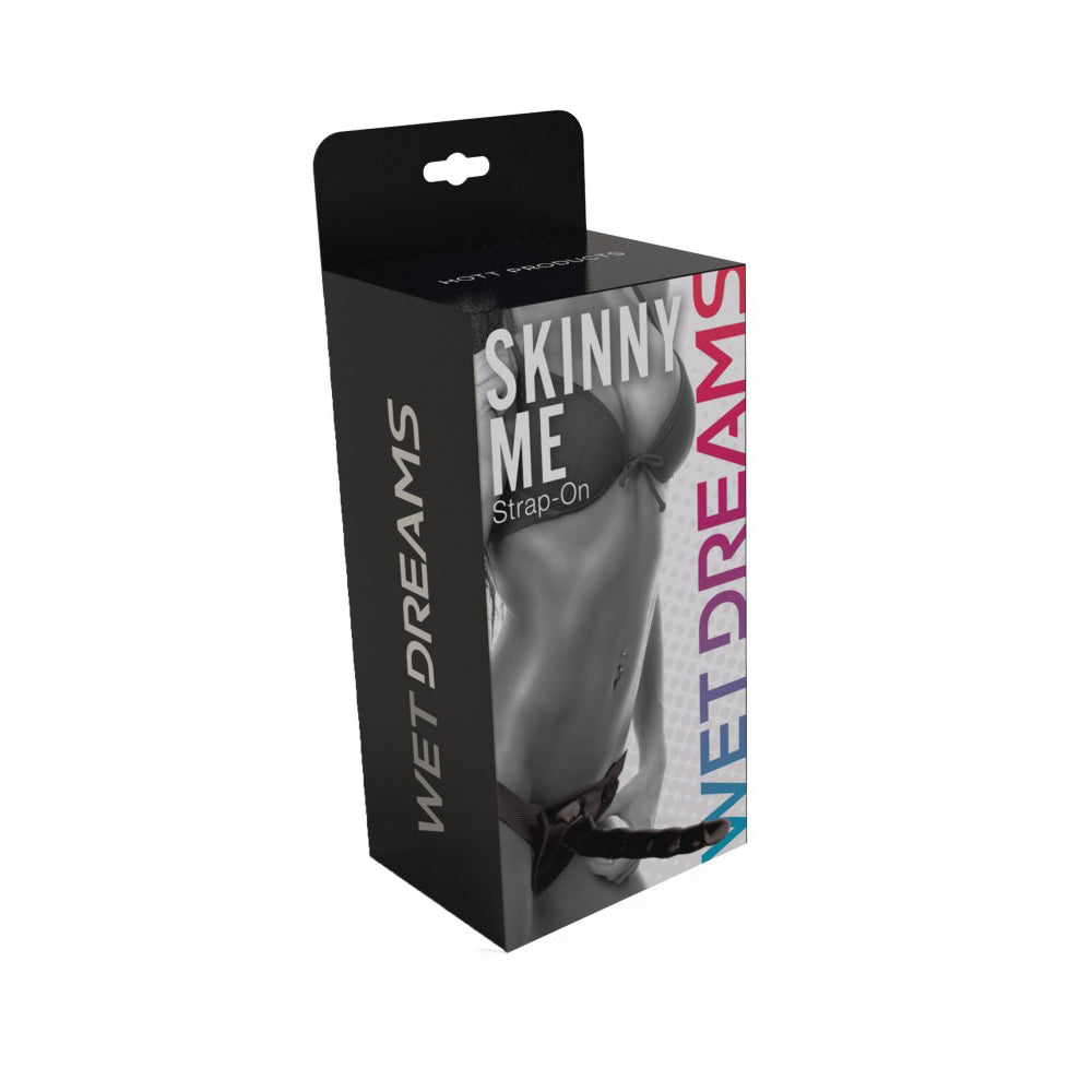 Skinny Me Strap On Dildo With Harness 7" Black | 818631030484 | Discreet Personal Wellness