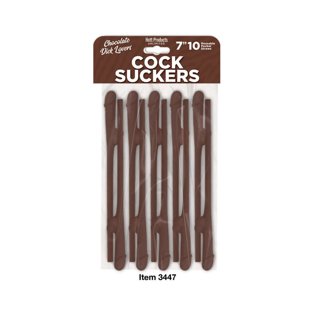 Penis Suckers Pecker Straws Chocolate Lovers 10Pk | 818631034475 | Discreet Personal Wellness