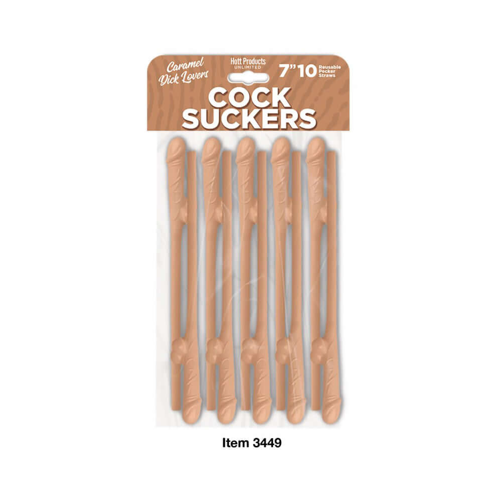 Penis Suckers Pecker Straws Caramel Lovers 10Pk | 818631034499 | Discreet Personal Wellness