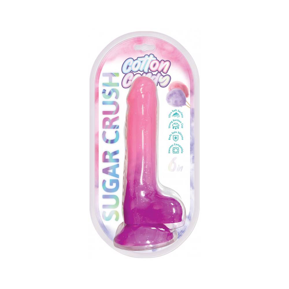 Cotton Candy Sugar Crush 6" Silicone Dildo Pink/Purple | 818631035168 | Discreet Personal Wellness