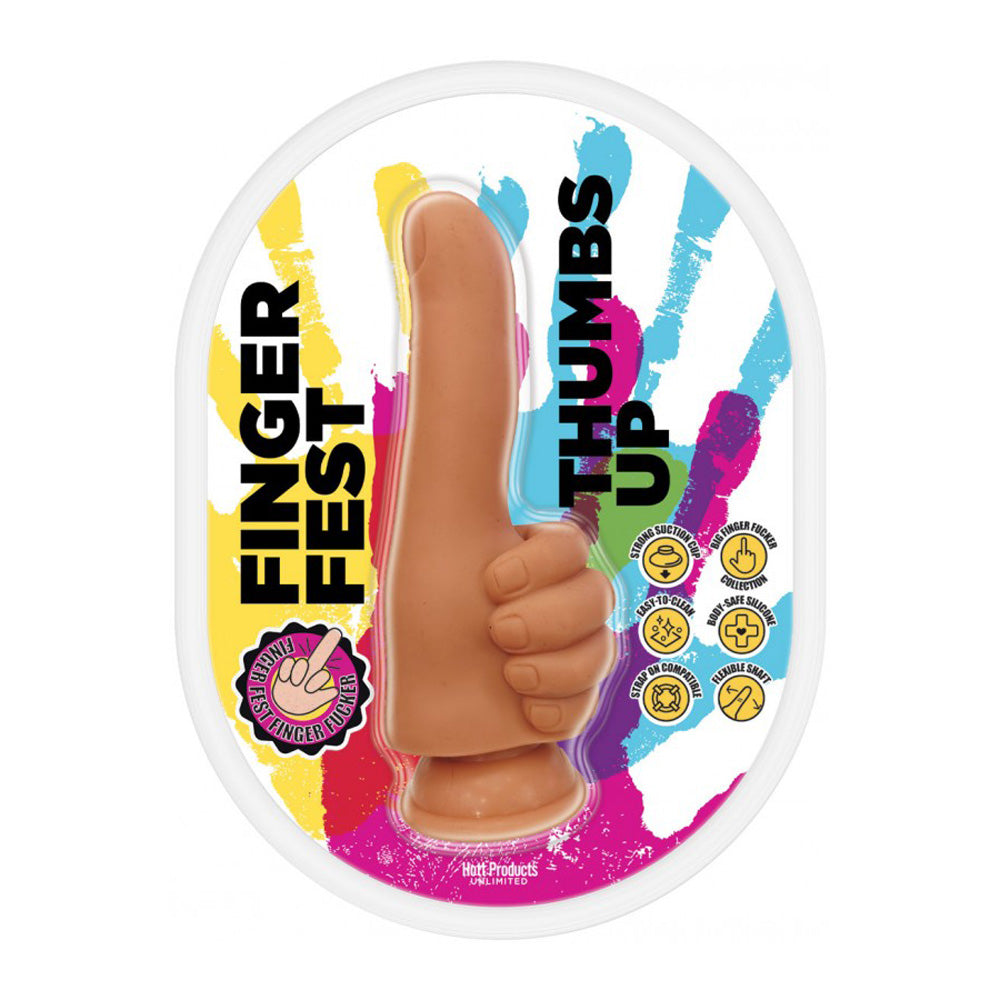 Finger Fest Thumbs Up Dildo Tan | 818631037216 | Discreet Personal Wellness