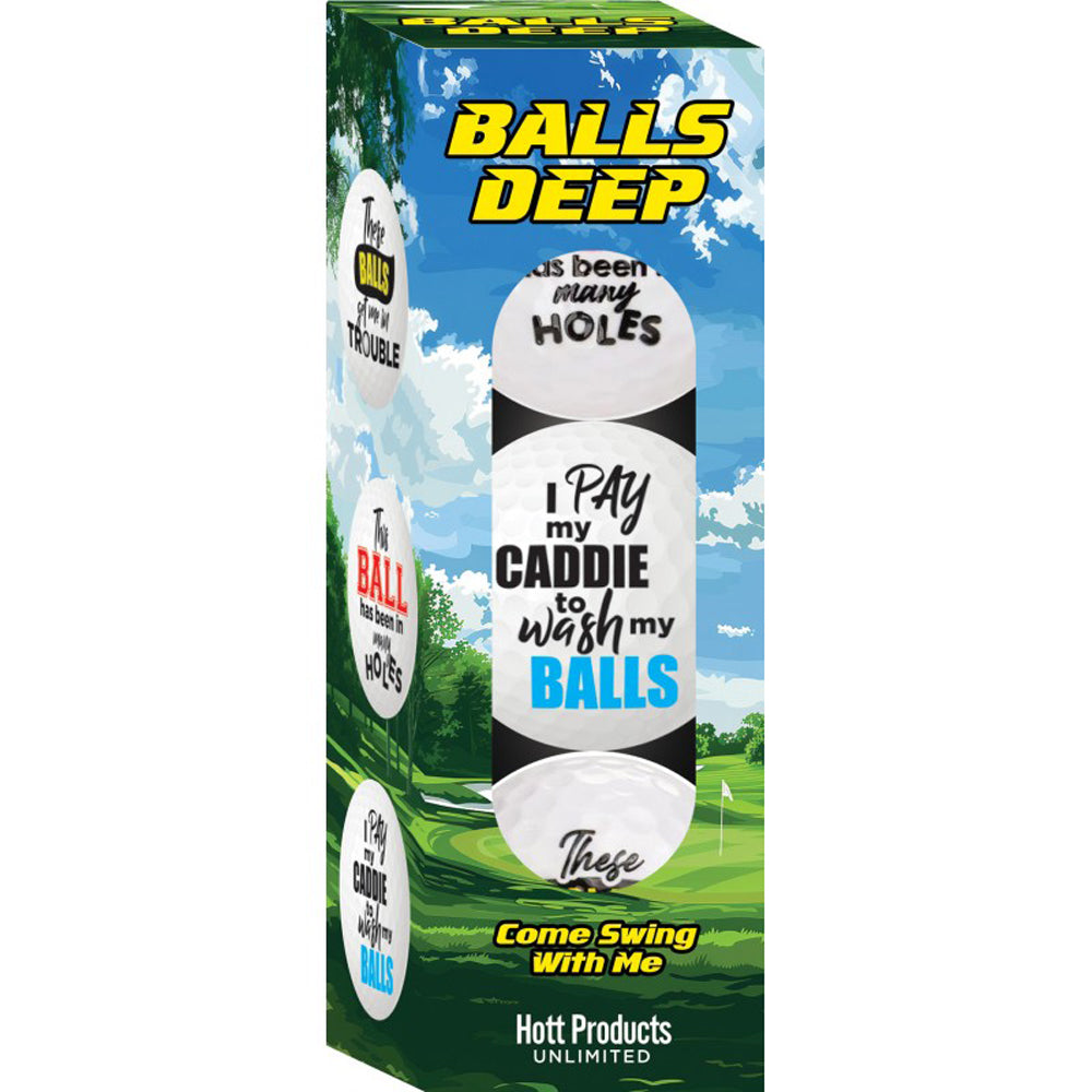 Balls Deep Funny Slogan Golf Balls Assorted 3Pk | 818631037353 | Discreet Personal Wellness