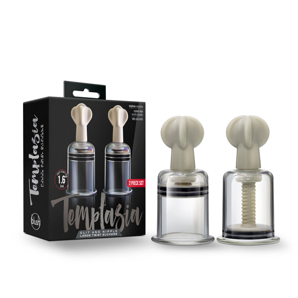 Temptasia Clitoris And Nipple Large Twist Suckers Set Of 2 Clear | 819835024187 | Discreet Personal Wellness