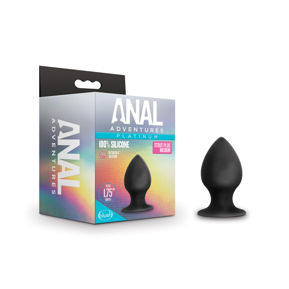 Anal Adventures Platinum Silicone Anal Stout Plug Medium Black | 819835025160 | Discreet Personal Wellness