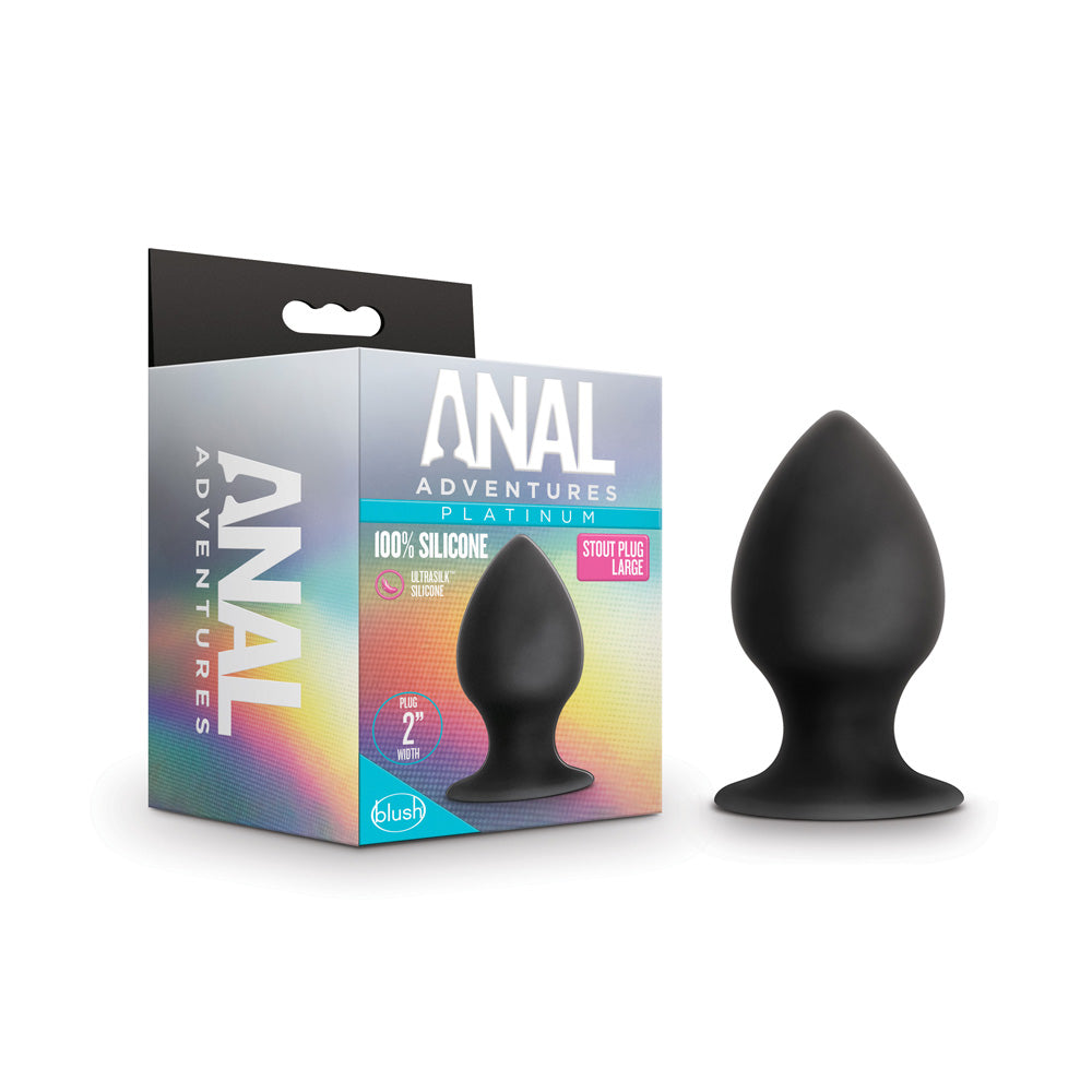 Anal Adventures Platinum Silicone Anal Stout Plug Large Black | 819835025177 | Discreet Personal Wellness