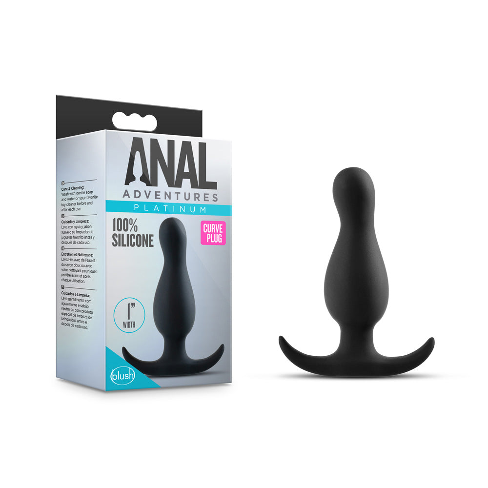 Anal Adventures Platinum Curve Plug Black | 819835025818 | Discreet Personal Wellness