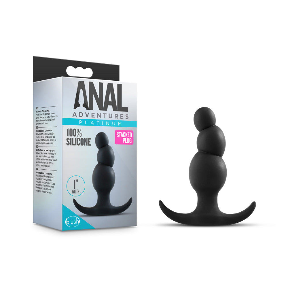 Anal Adventures Platinum Stacked Plug Black | 819835025832 | Discreet Personal Wellness
