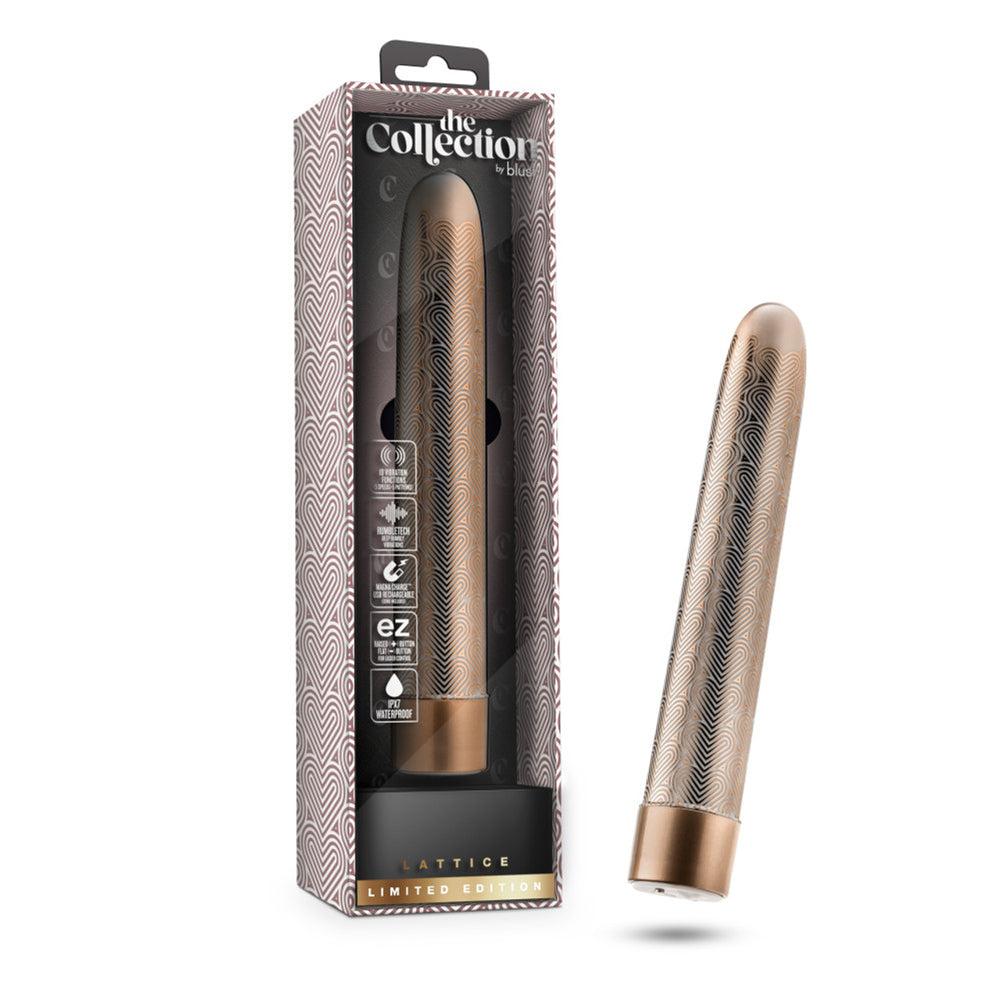 The Collection Lattice 7" Rechargeable Vibe Rose Gold | 819835026648 | Discreet Personal Wellness