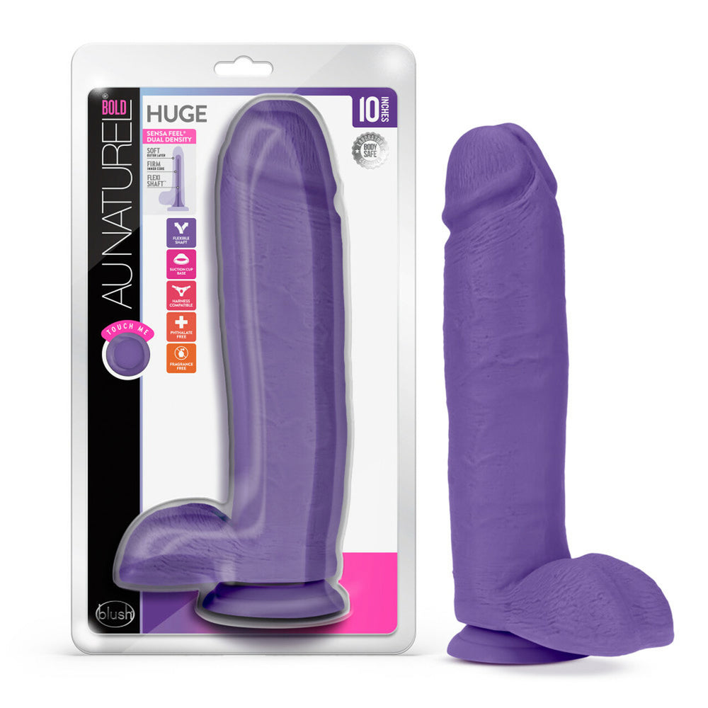 Au Naturel Bold Huge 10" Dildo Purple | 819835027409 | Discreet Personal Wellness