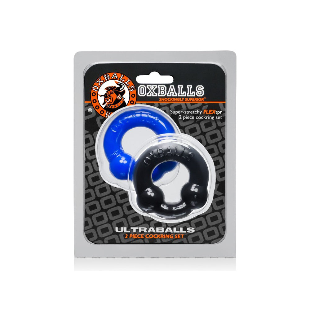 Ultraballs 2-Pack Penis Ring Black & Police Blue | 840215118790 | Discreet Personal Wellness