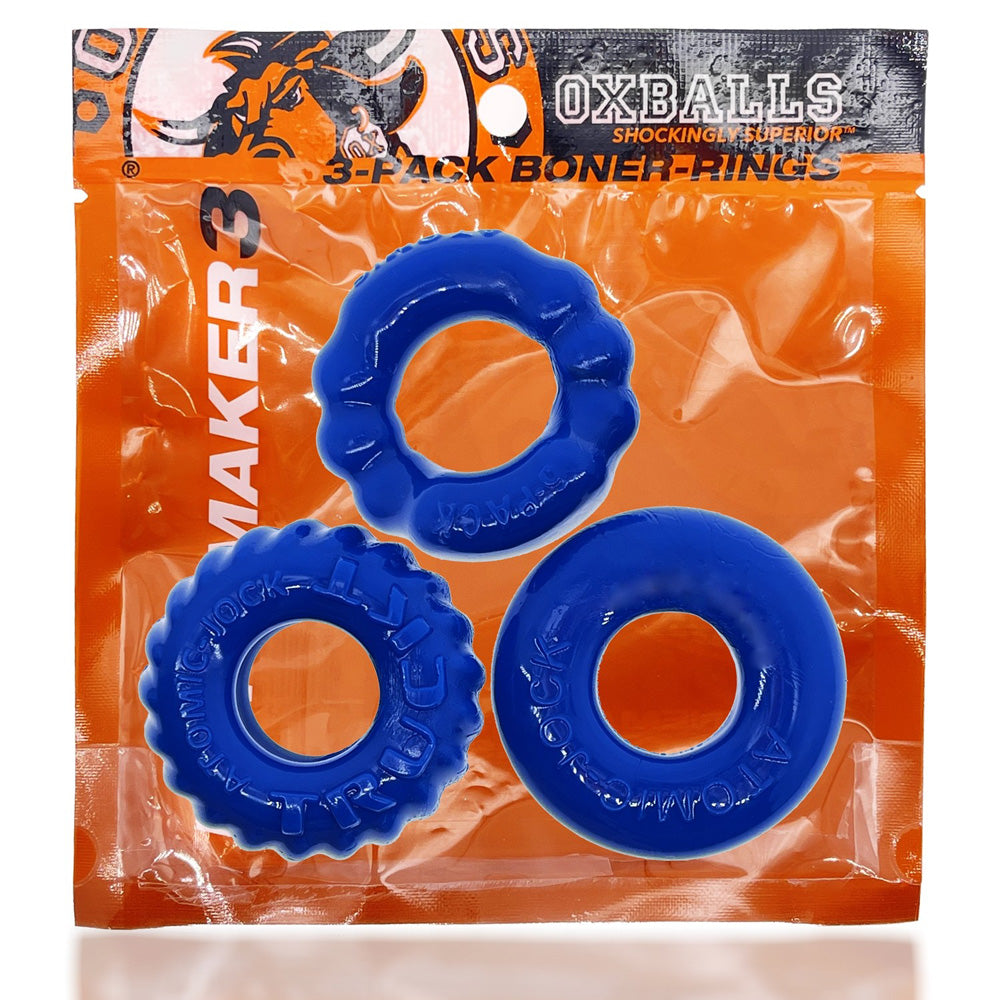 Bonemaker 3-Pack Penisring Kit Pool Blue | 840215121707 | Discreet Personal Wellness