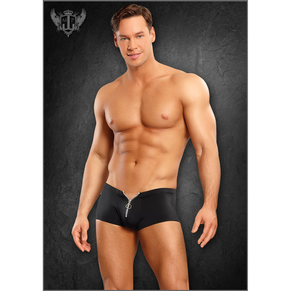 Nylon Spandex Zipper Short Black S/M | 845830048675 | Discreet Personal Wellness