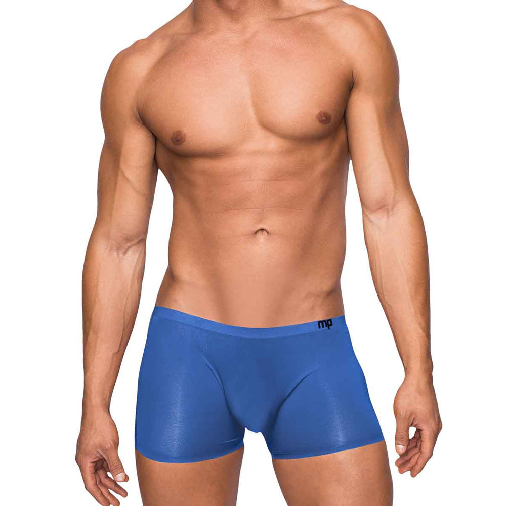Seamless Sleek Short W/Sheer Pouch Blue M | 845830082273 | Discreet Personal Wellness