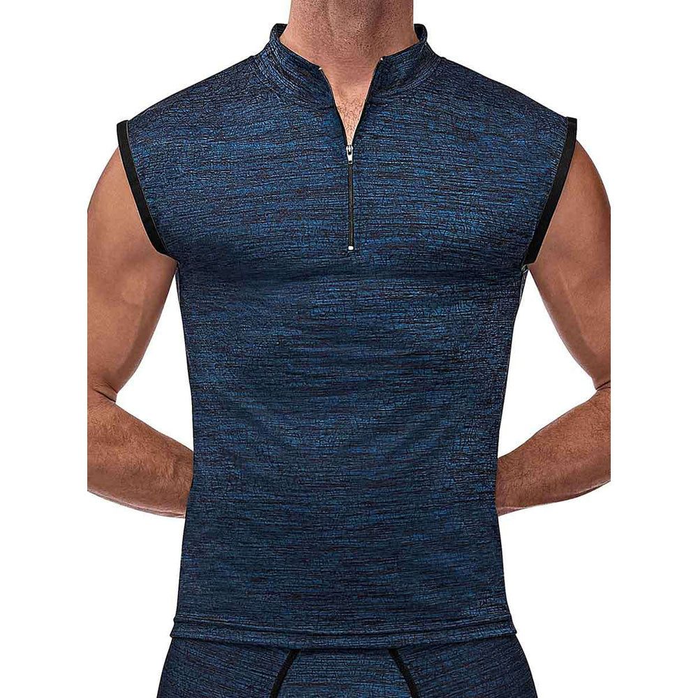 Peak Performance Zipper Muscle Tank Blue Large | 845830084291 | Discreet Personal Wellness