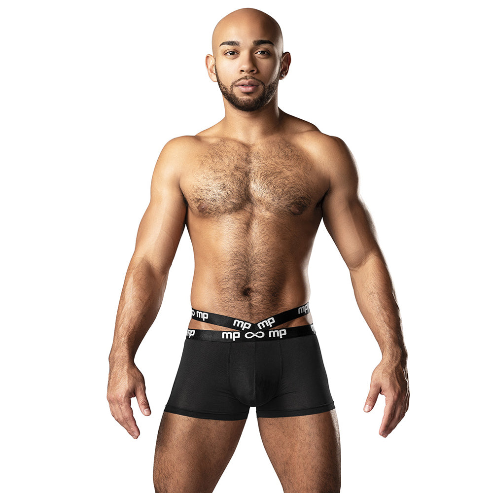 Infinite Comfort Amplifying Strappy Pouch Short Black Small | 845830091183 | Discreet Personal Wellness