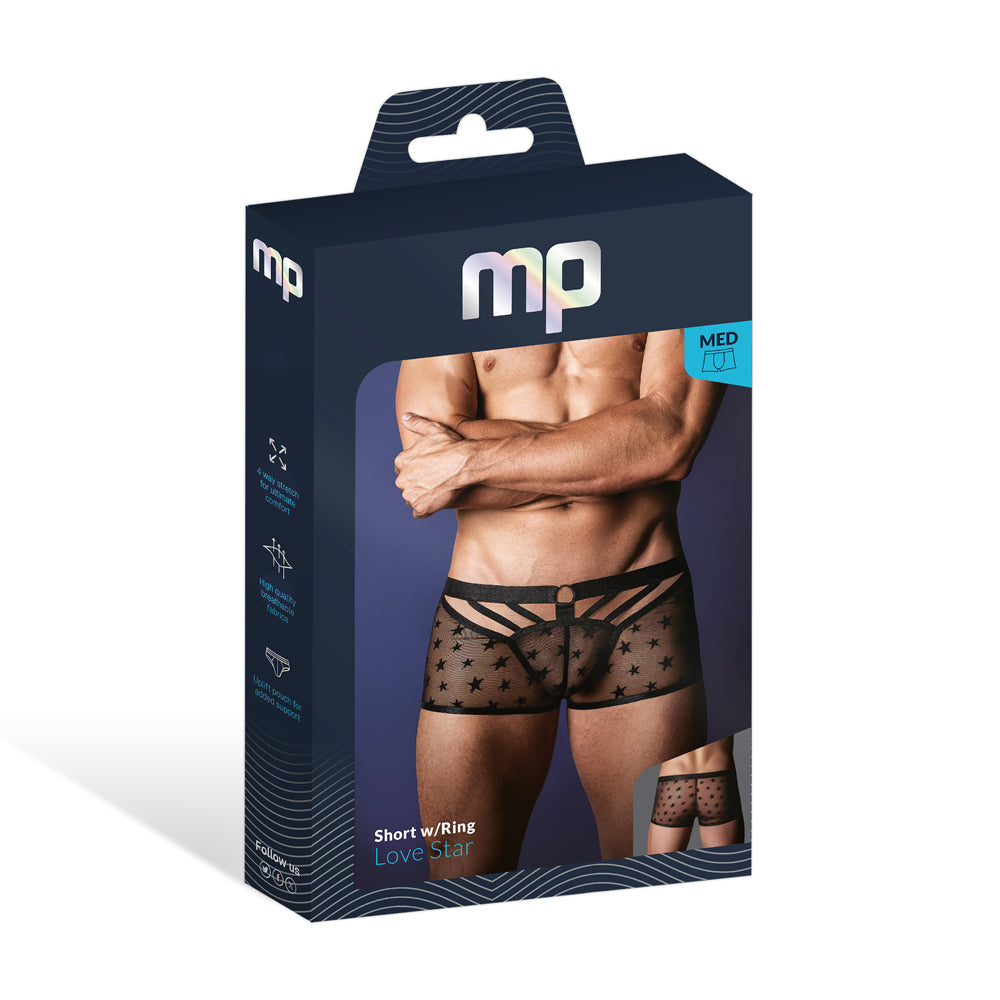 Love Star Short W/ Ring Black X-Large | 845830093248 | Discreet Personal Wellness