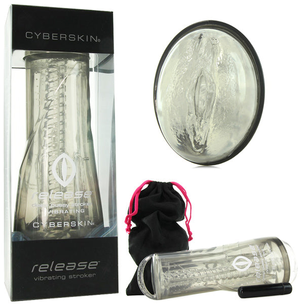 Cyberskin Release Deep Vagina Stroker Clear Vibrating | 846623004571 | Discreet Personal Wellness