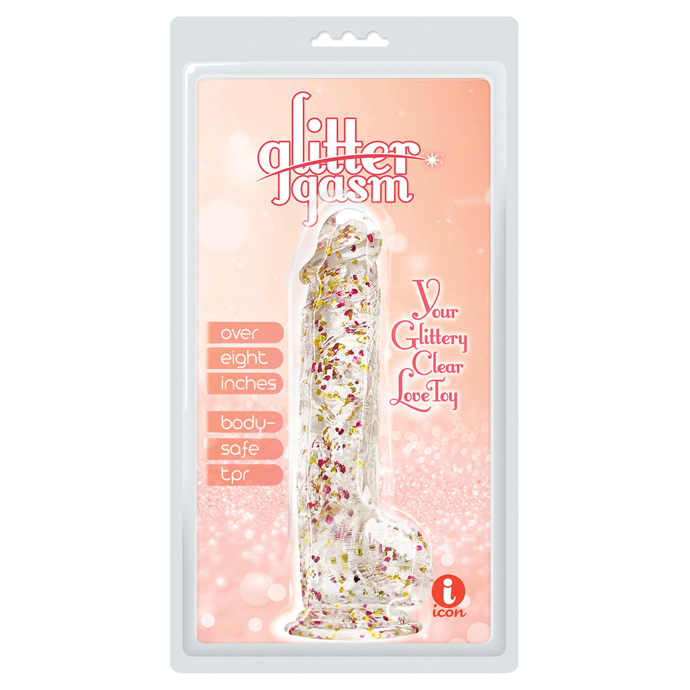 Glittergasm 8" Red Orange Gold Dildo | 847841013352 | Discreet Personal Wellness
