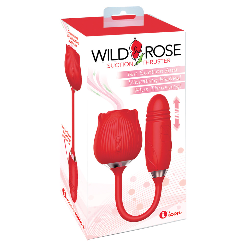 Wild Rose & Thruster Rechargeable Silicone Suction Vibrator | 847841017022 | Discreet Personal Wellness